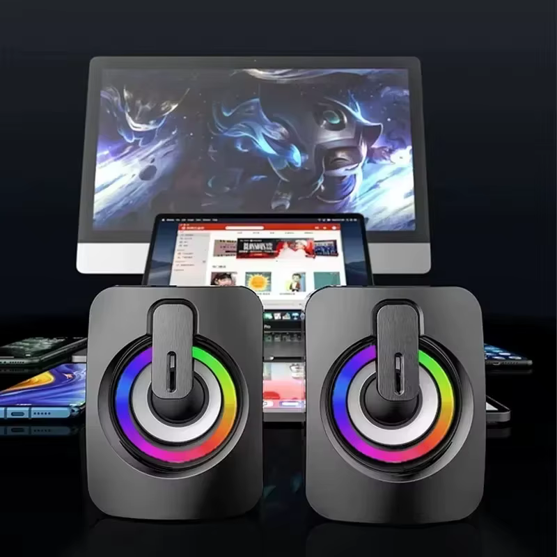 Mini haut-parleur d'ordinateur, caisson de basses, système stéréo domestique, son surround, lecteur de musique 3,5 mm AUX, adapté aux ordinateurs et aux ordinateurs portables