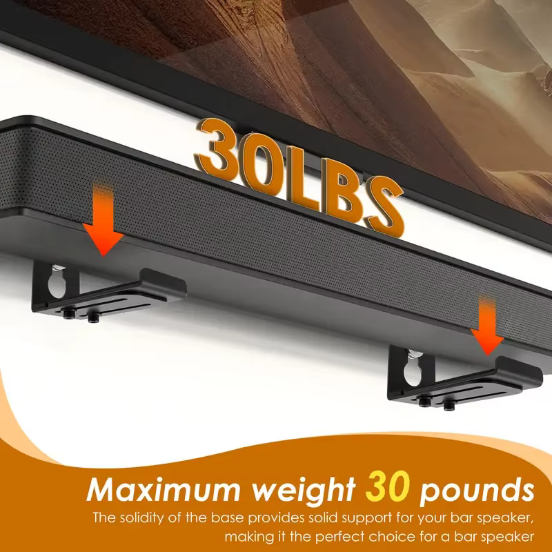 Support de montage mural pour barre de son pour Samsung, Bose, Vizio, LG, Sony avec profondeur réglable de 3,4 à 5,8 pouces, supports sous TV pouvant contenir jusqu'à 30 lb