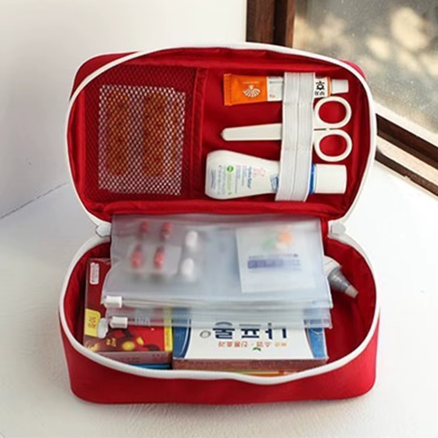 Trousse de premiers secours pour médicaments de santé, tissu Oxford, rangement de voyage Portable, trousse d'urgence, fourre-tout, sac médical d'extérieur, mallette de rangement rouge