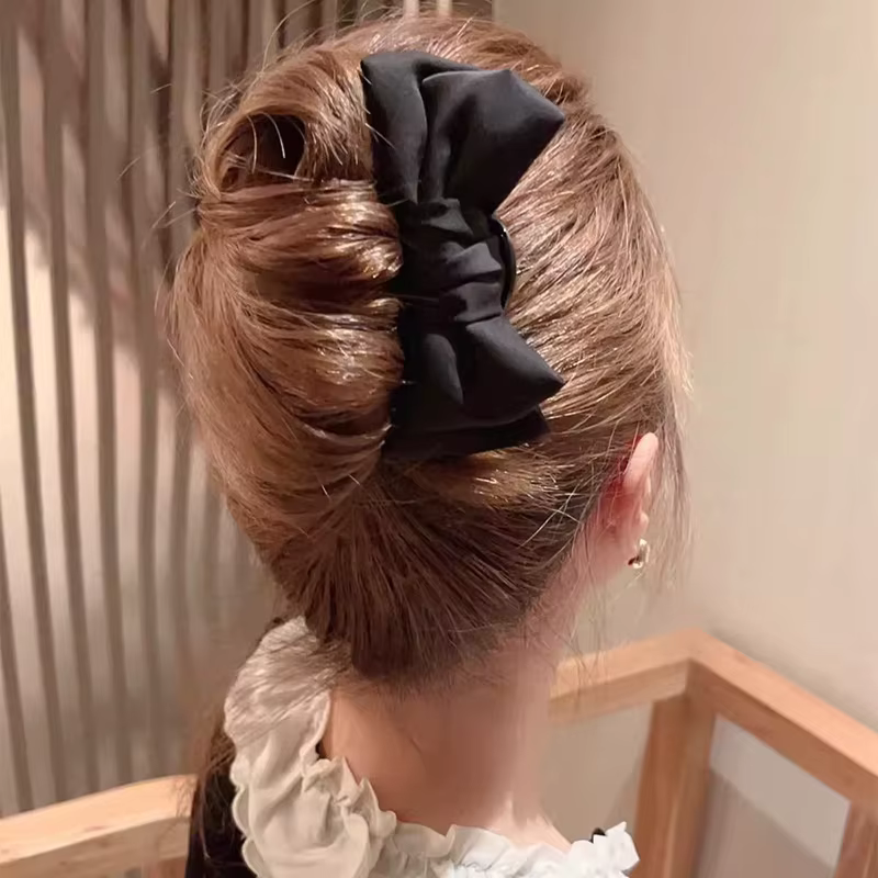 Pince à cheveux en forme de U avec nœud pour femmes, accessoire de usage quotidien pour filles, épingle à cheveux de Boutique noire élégante
