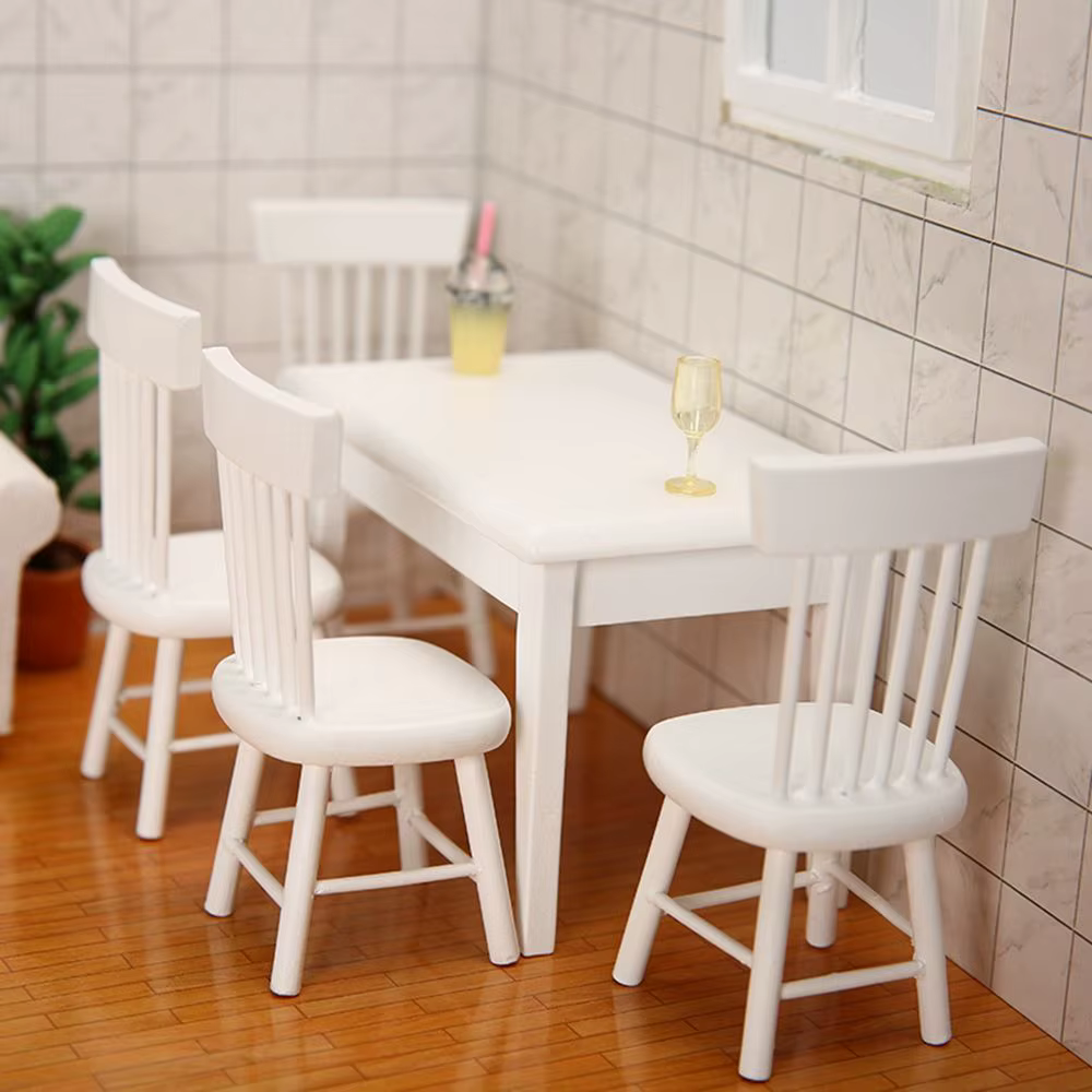 Mini maison de poupée 1/12, 9 Styles d'accessoires, Table de décoration, meubles, jouets, Simulation de chaise, Table en bois