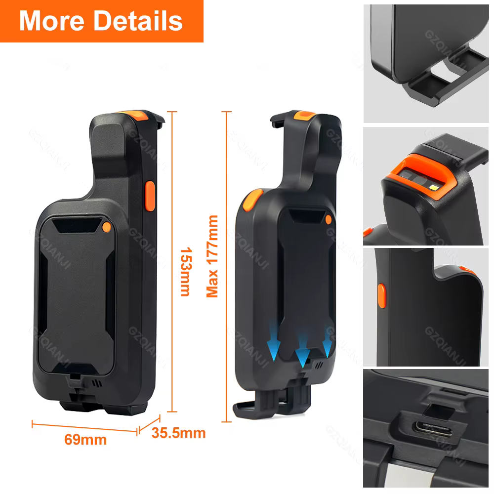 Lecteur de codes-barres sans fil mini Bluetooth à clip dorsal, lecteur de codes-barres 2D pour téléphone, lecteur de codes QR, scanner PDF417 pour la numérisation mobile
