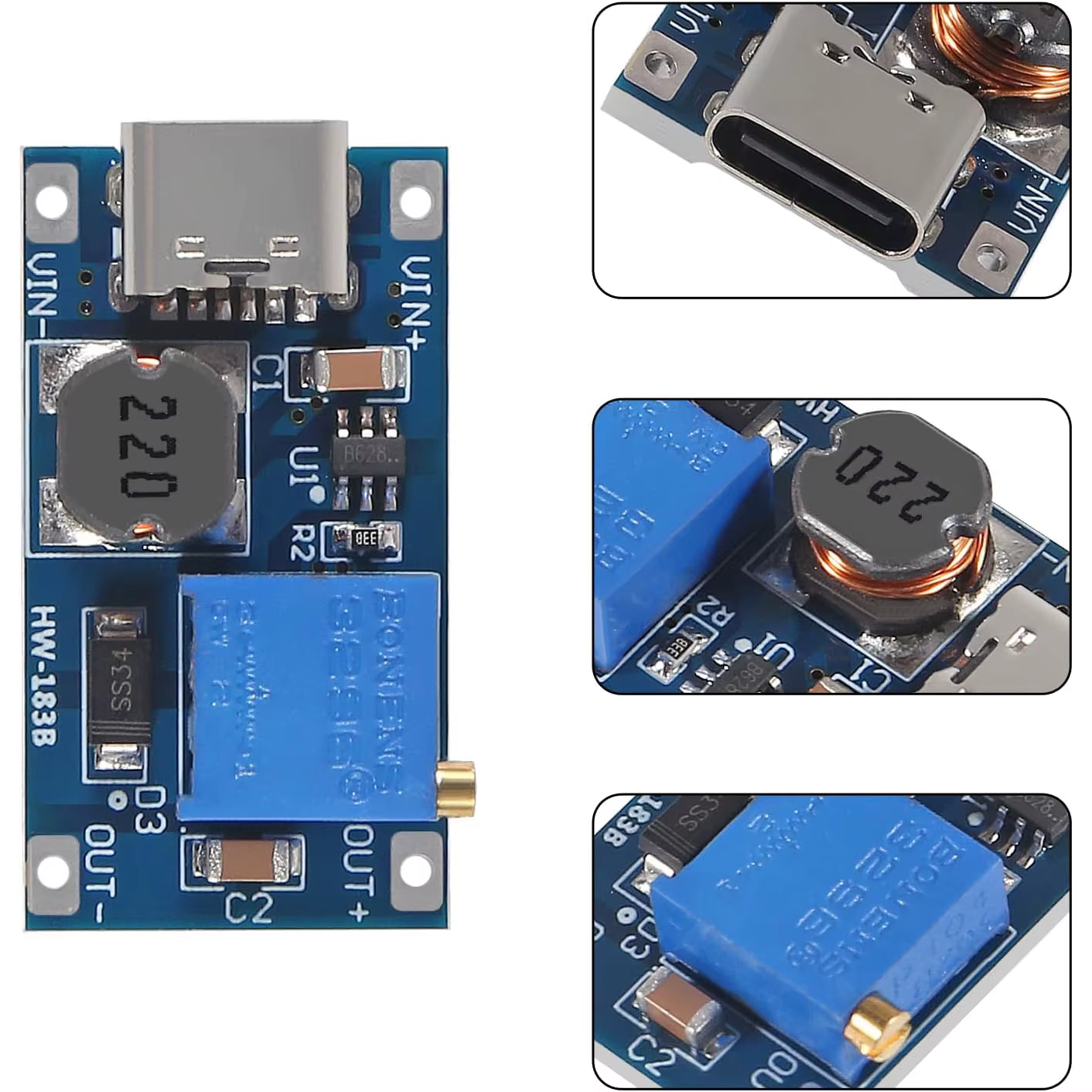 10/20 pièces Module Boost MT3608 DC-DC convertisseur élévateur 2A régulateur Boost convertisseur de tension carte Type C Module d'alimentation