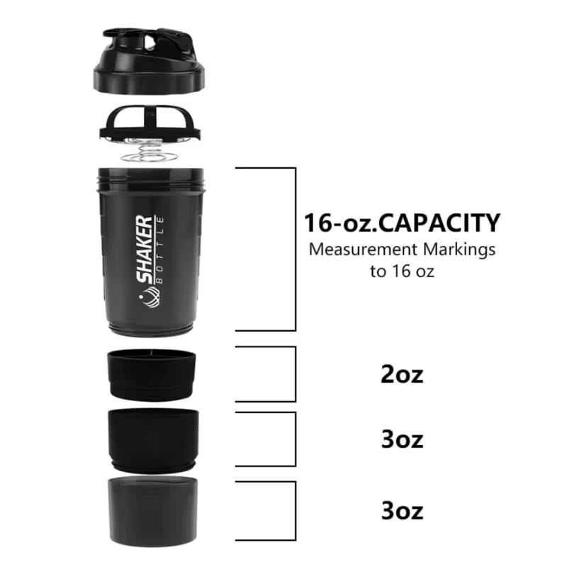 Bouteille Shaker anti-fuite avec 3 couches