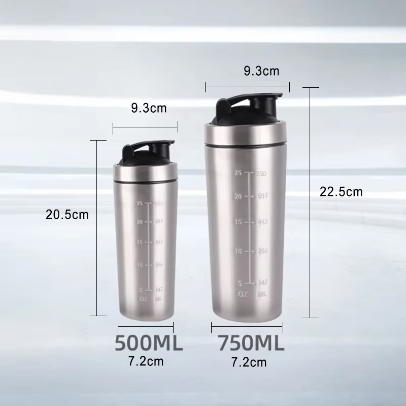 Bouteille Shaker Portable en acier inoxydable