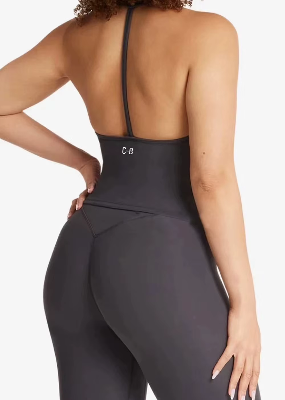 C-B Débardeur de yoga dos nu effet seconde peau pour femme / Short taille haute effet push-up, doux pour la peau, pour la gym, le Pilates et l'entraînement