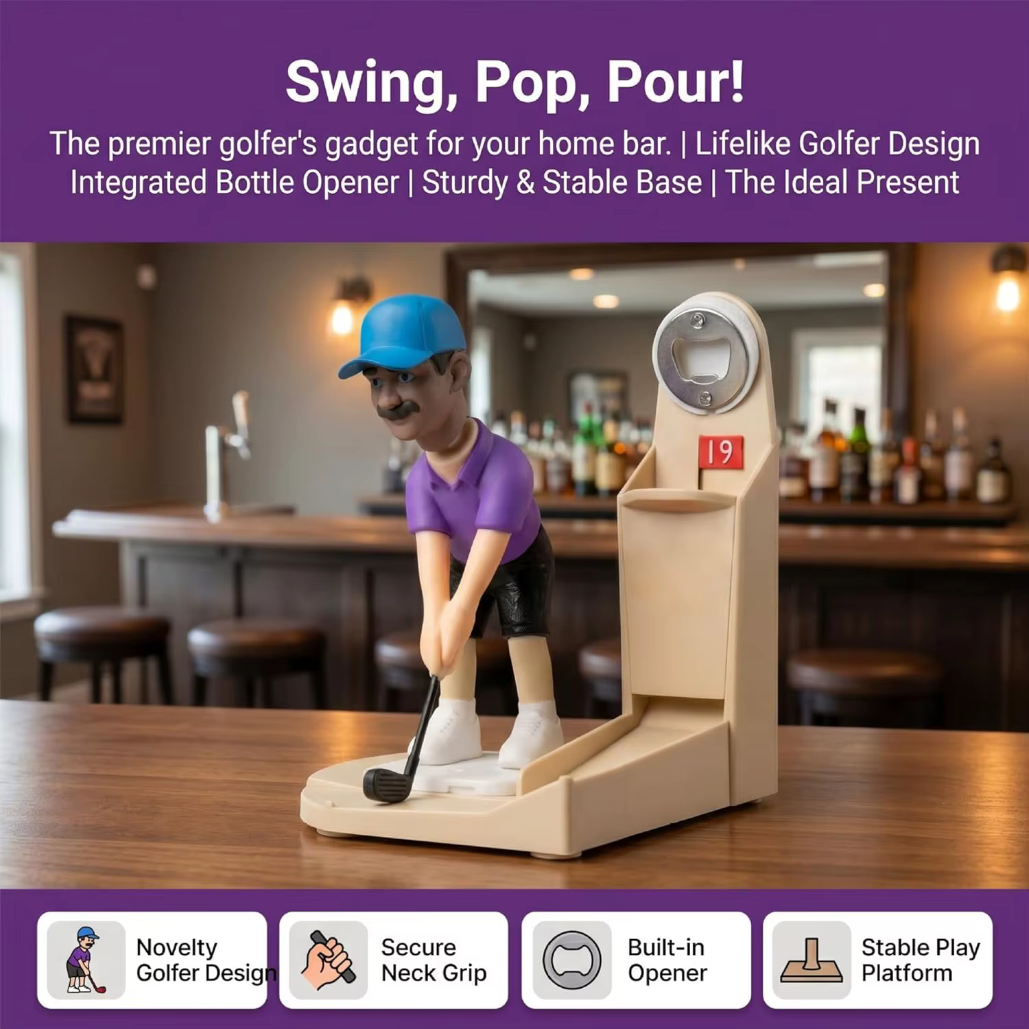 Jeu d'ouvre-bouteille de golf, jeu de lancer de capsules de bière avec tableau de scores, accessoires de bar amusants pour la décoration de la maison, cadeaux pour les amateurs de golf
