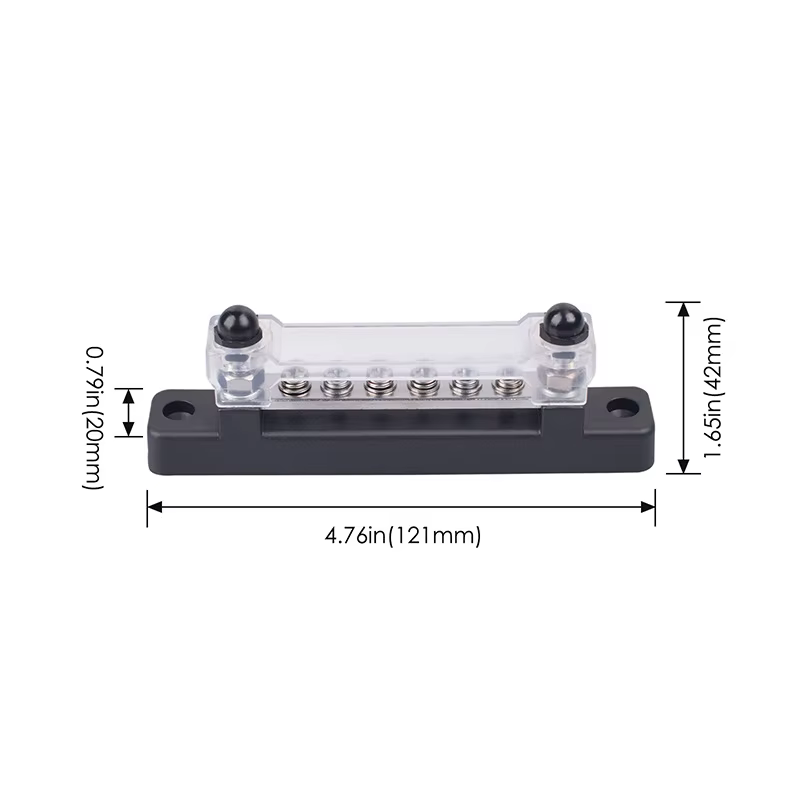 Barre de distribution de puissance pour batterie, 1/2 pièces, 12V, goujon M6, barre de distribution positive et négative pour camion, bateau, voiture, camping-car