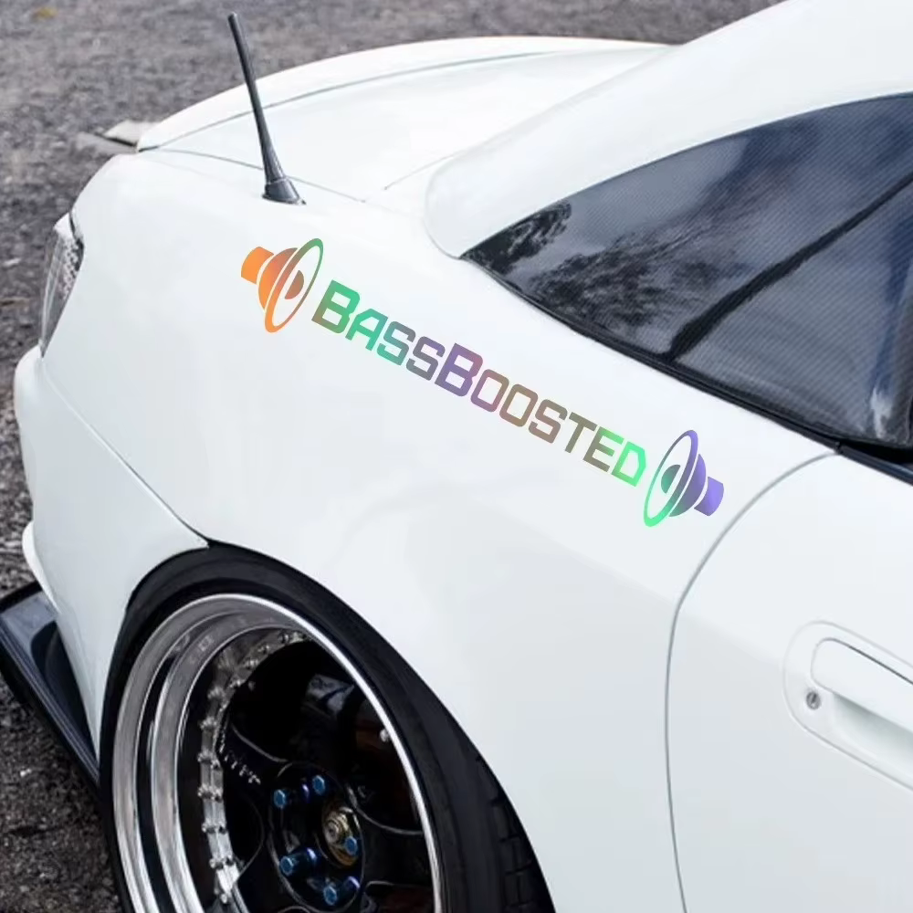 Autocollant de voiture amusant BassBoosted Bass Boosted, autocollant en vinyle créatif, décoration de carrosserie de moto et de voiture en PVC, accessoires