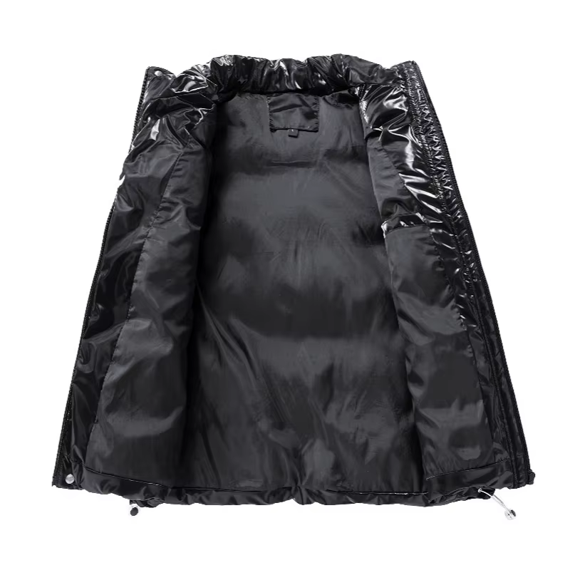 Hiver hommes chaud vers le bas gilets homme brillant col montant coupe-vent rembourré