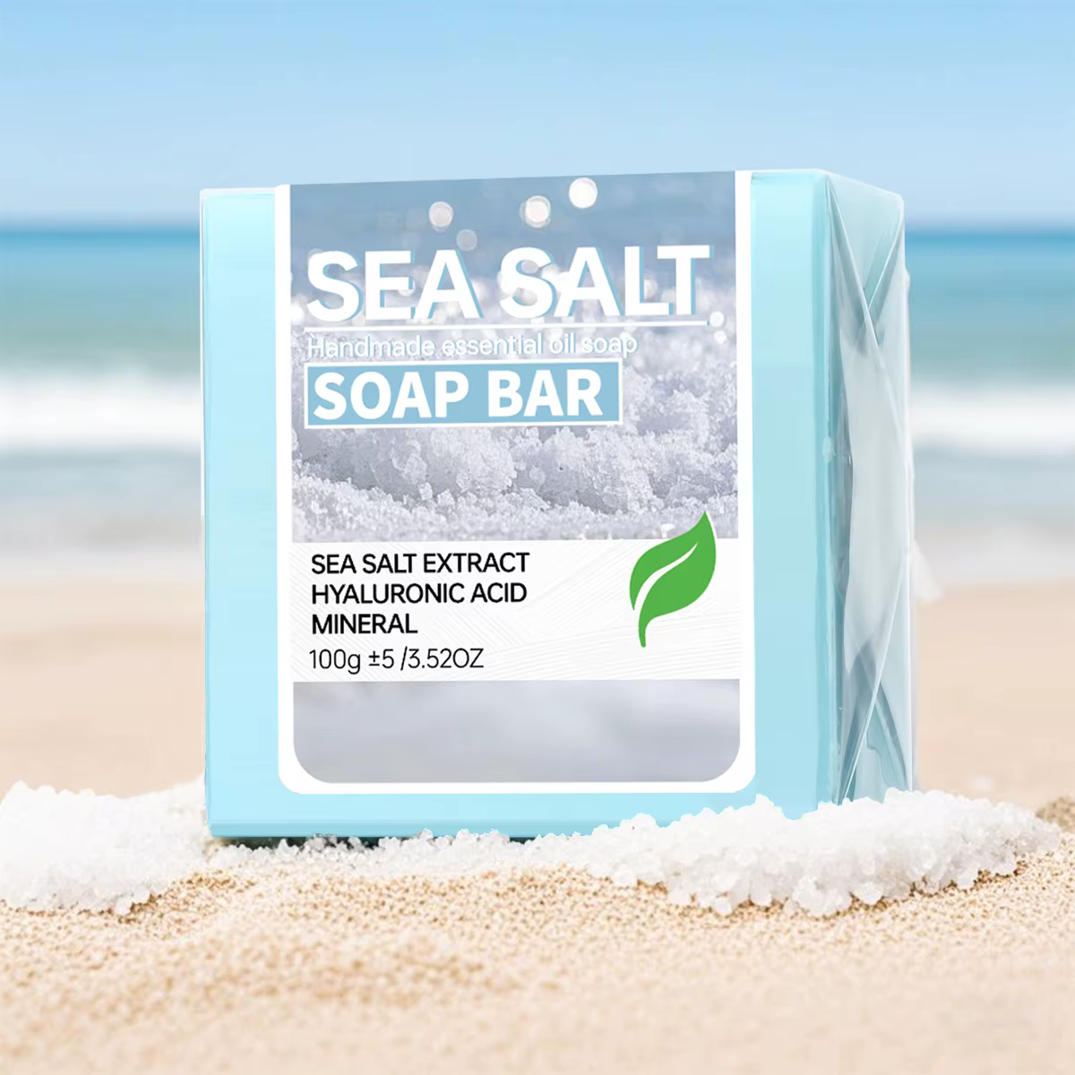 Savon artisanal à l'huile essentielle et au sel marin, savon nettoyant et hydratant à l'acide hyaluronique, nettoyage en profondeur pour le bain et le corps