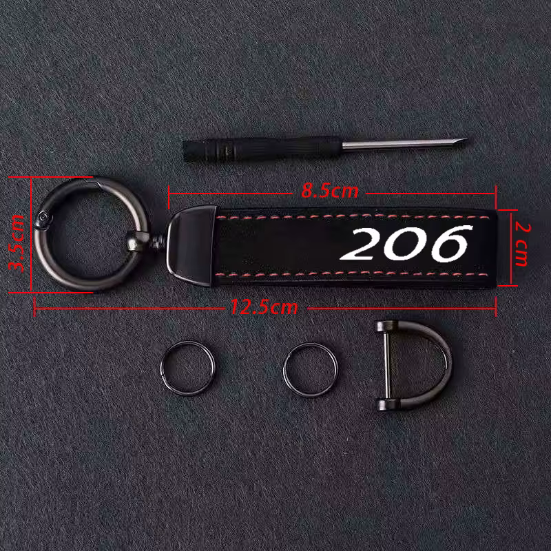 Porte-clés de voiture de luxe en cuir véritable, boucle de couleur Pure, cadeau, accessoires de voiture pour Peugeot 206