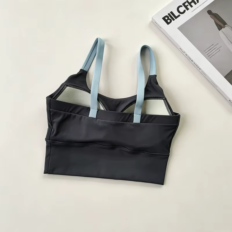 Soutien-gorge de yoga Naked Feel avec coussinets intégrés, séchage rapide, antichoc, débardeur de sport contrasté pour femme