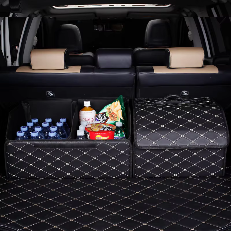 Boîte de rangement pour coffre de voiture, grande capacité, outils multi-usages automobiles, sac de rangement, rangement, rangement, cuir, pliable pour l'urgence