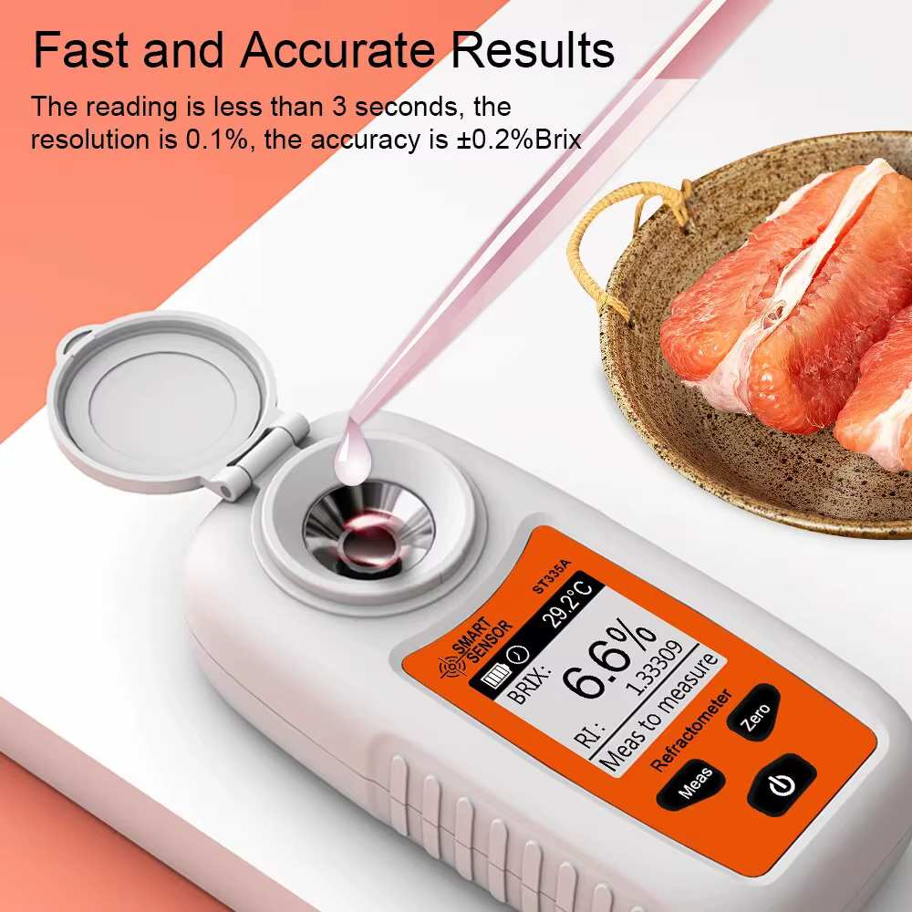 Réfractomètre numérique LCD pour la mesure du taux de sucre, Brixmètre, pour jus de fruits et boissons, avec compensation automatique de température (ATC), mesure du taux de sucre 0-35%, saccharomètre
