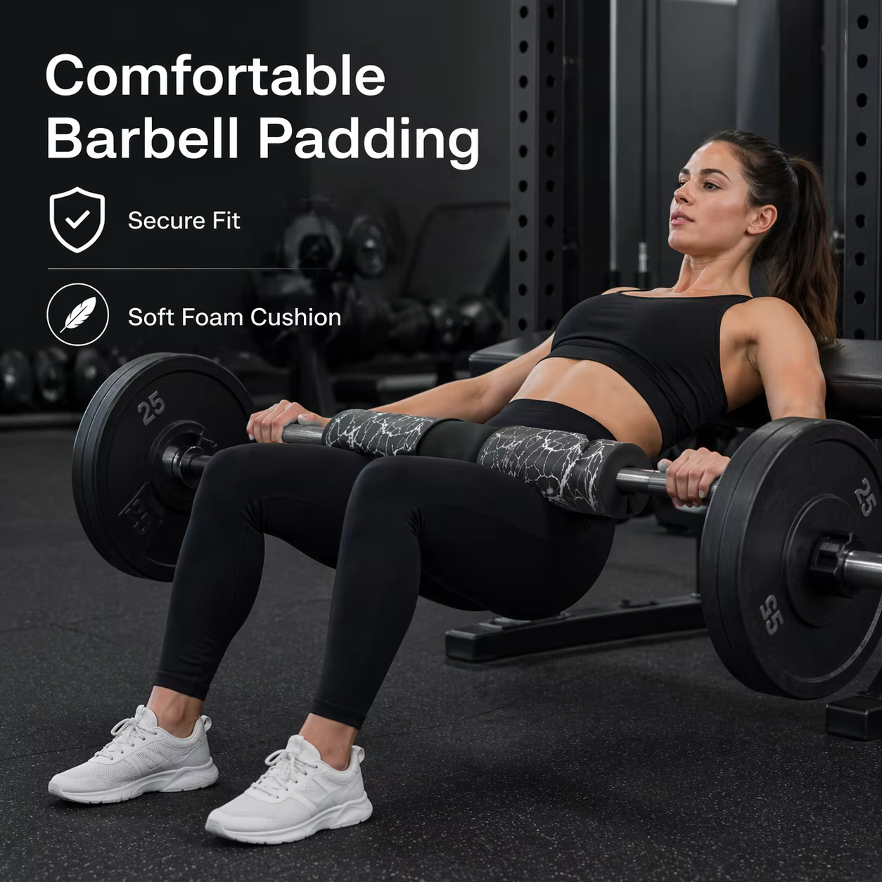 Coussin de squat pour barre avec sangles