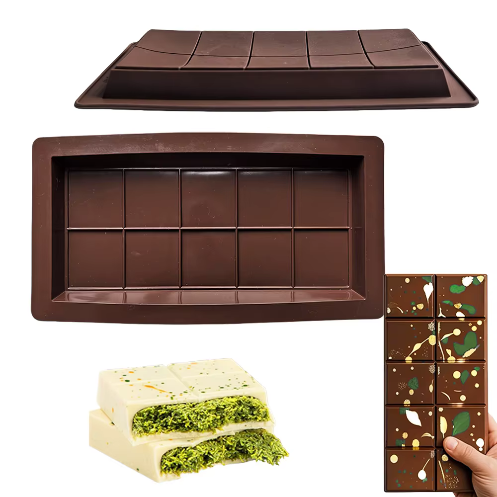 Moule en Silicone pour barre énergétique au chocolat, 10 grilles, page complète), en forme de gâteau, Pudding, Biscuit, décoration de gâteau, ustensiles de cuisson, 1 pièce