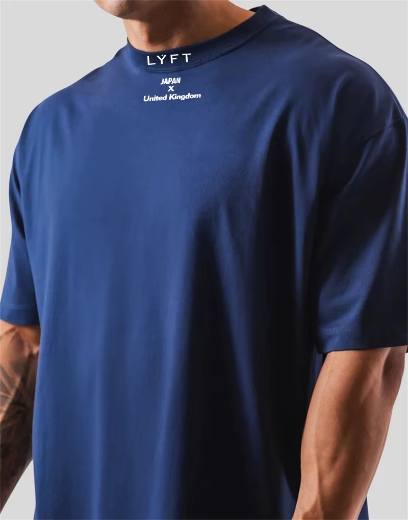 LYFT 100% coton hommes T-Shirt de gymnastique coupe ample à manches courtes Sport Fitness course entraînement chemise d'entraînement en tailles M à XXXL