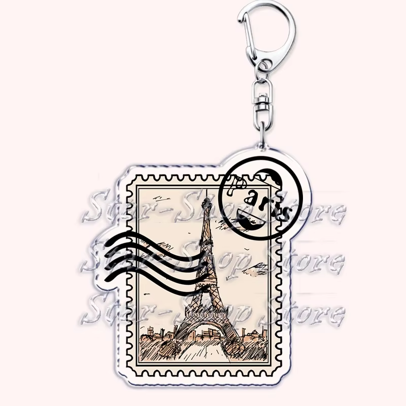 Porte-Clés Rétro de la Tour Eiffel, avec Timbres Français, I Love Paris, Accessoires de Sac, Bijoux, Cadeaux de GérFriends
