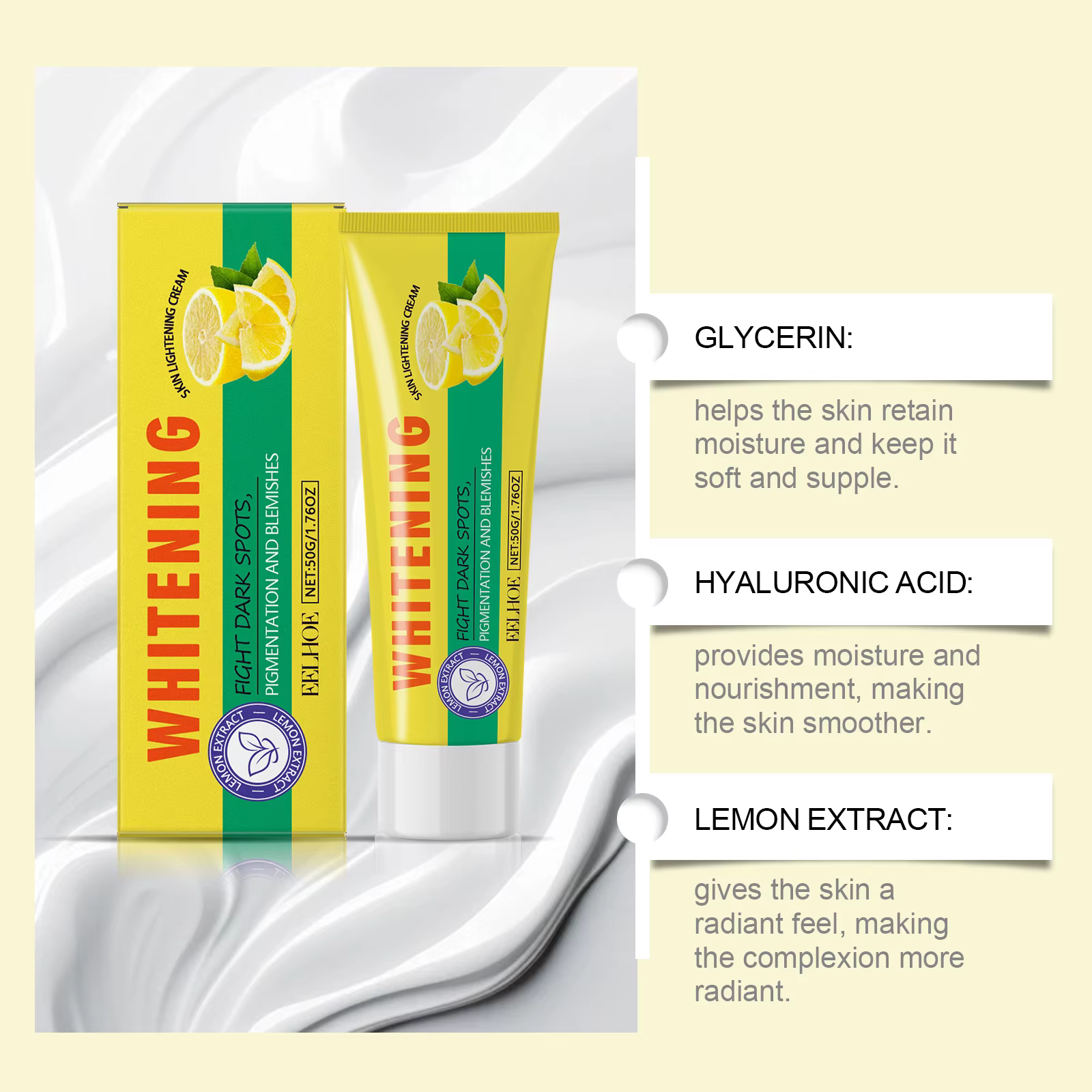 Lotion pour le corps éclaircissante au citron, hydrate doucement la peau sèche, même le teint, crème nourrissante éclaircissante pour le corps