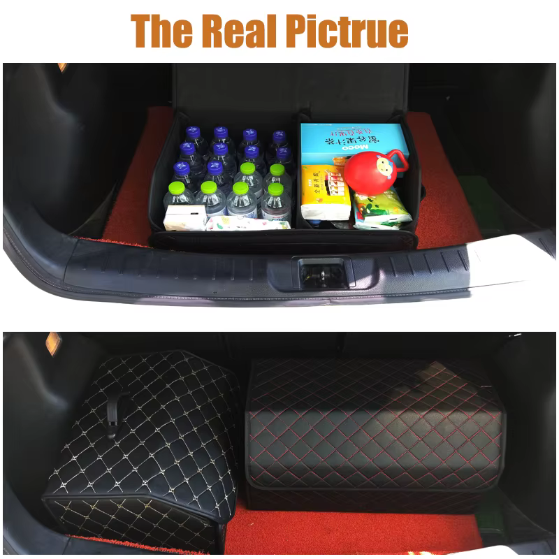 Boîte de rangement pour coffre de voiture, grande capacité, outils multi-usages automobiles, sac de rangement, rangement, rangement, cuir, pliable pour l'urgence