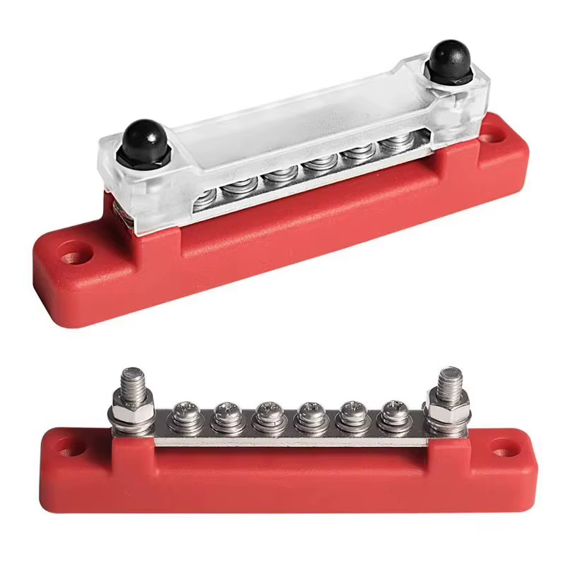 Barre de distribution de puissance pour batterie, 1/2 pièces, 12V, goujon M6, barre de distribution positive et négative pour camion, bateau, voiture, camping-car