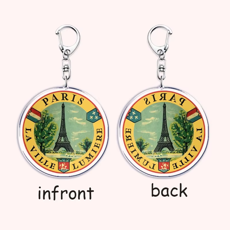 Porte-Clés Rétro de la Tour Eiffel, avec Timbres Français, I Love Paris, Accessoires de Sac, Bijoux, Cadeaux de GérFriends