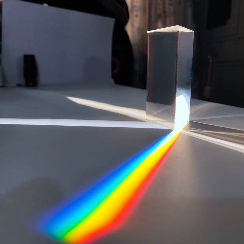 Prisme triangulaire en verre de cristal arc-en-ciel, prisme photographique, prisme de physique, expérience de lumière pour enfants, document