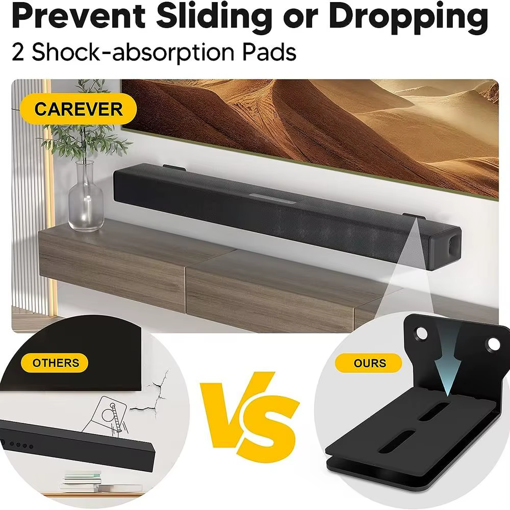 Supports de barre de son muraux, supports d'invite, support d'étagère murale anti-chute, montage universel de haut-parleur, facile à installer