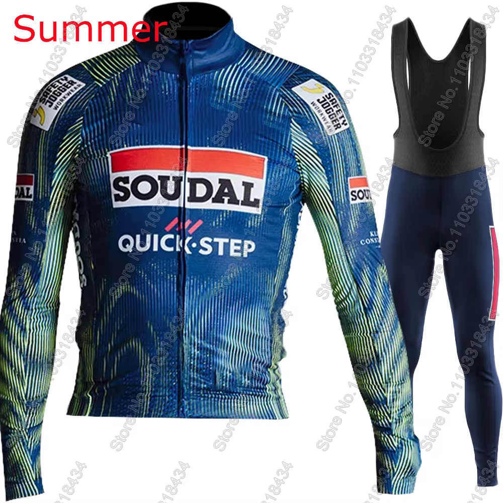 Soudal Quick Step 2026 équipe cyclisme maillot ensemble vêtements costume hommes été hiver belgique à manches longues vtt vélo route pantalon bavoir Ropa