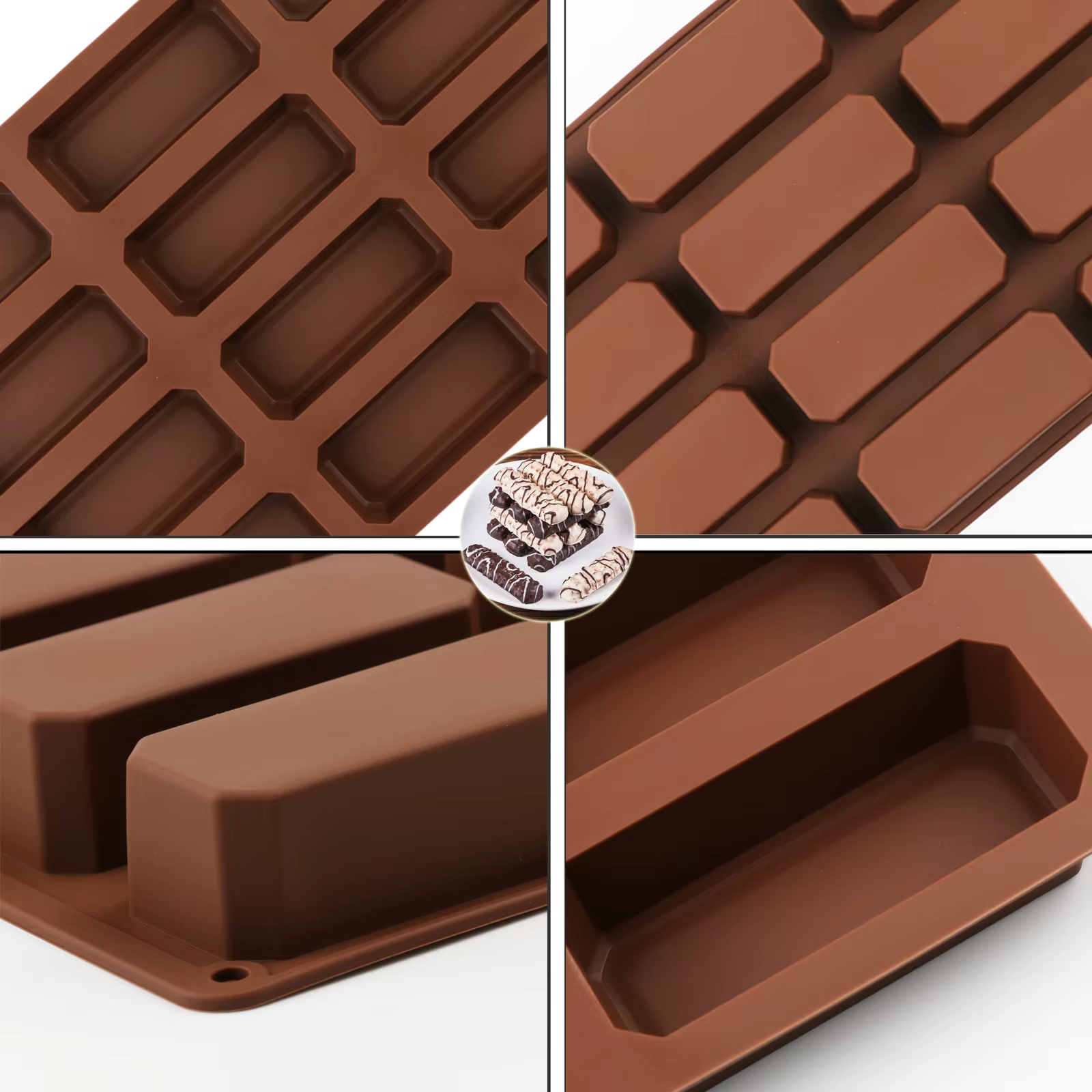 Moule en silicone 12 cavités carrées pour barres protéinées
