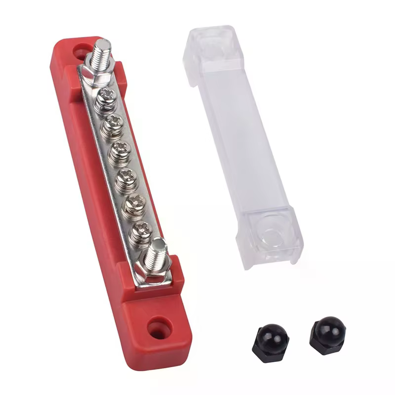 Barre de distribution de puissance pour batterie, 1/2 pièces, 12V, goujon M6, barre positive et négative pour camion, bateau, voiture, camping-car