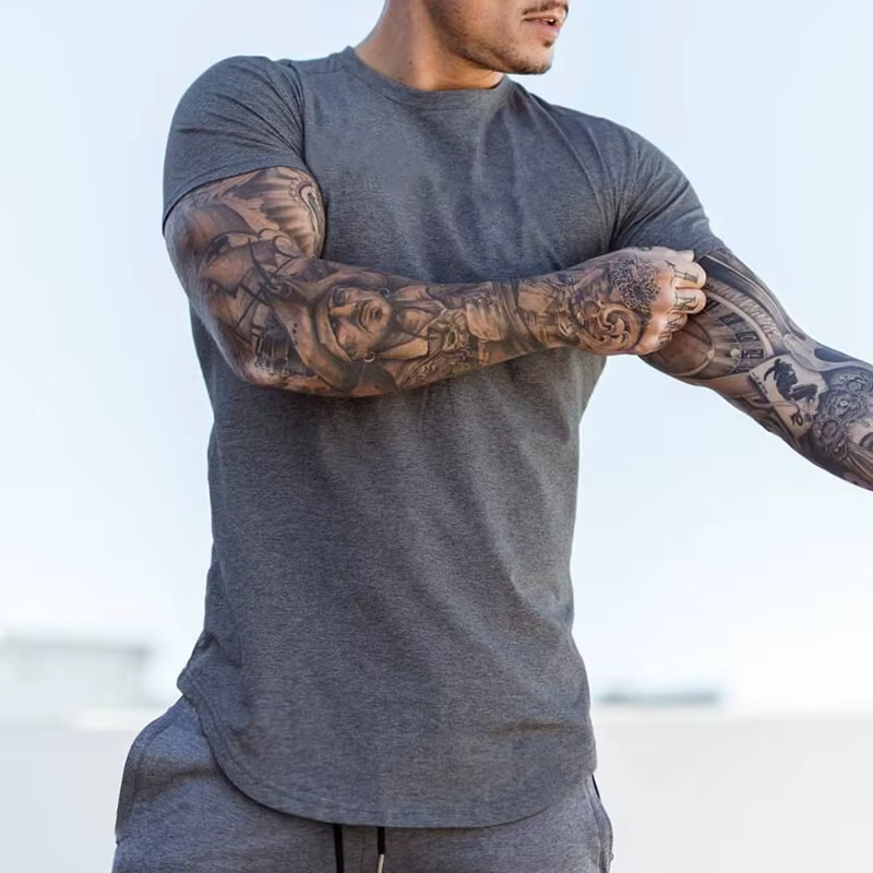 Vêtements unis mode T-Shirt hommes coton respirant Fitness