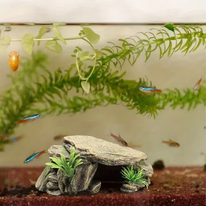 Décoration de réservoir de tortue d'aquarium, 1 pièce, terrasse, abri artificiel, ornement, Reptile, repos pour poissons, Terrapins, grenouilles, tortues