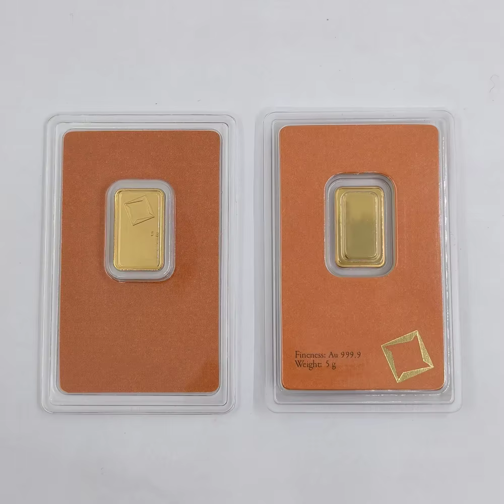 Barre de cuivre 1g/2.5g/10g/20g/1oz/50g non magnétique plaquée or suisse avec numéro de série indépendant, pièce de collection, artisanat, souvenir