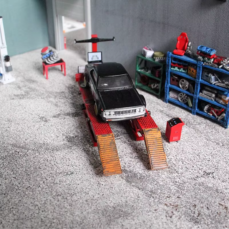 Accessoire de scène de garage 1:64, ensemble d'outils de réparation automobile, modèle de voiture, alignement des roues, scènes d'atelier de mécanique, miniatures DIY