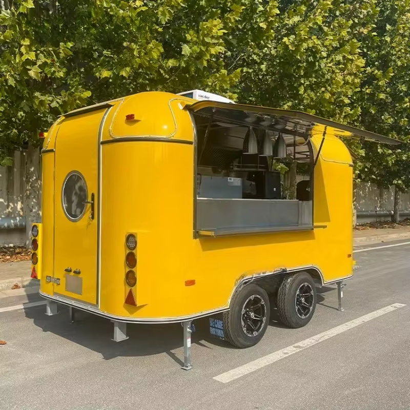 Street Mobile Restaurant Mobile Coffee Juice Bar Shawarma Hot Dog Pizza BBQ Fast Food Truck Trailer with Full Kitchen