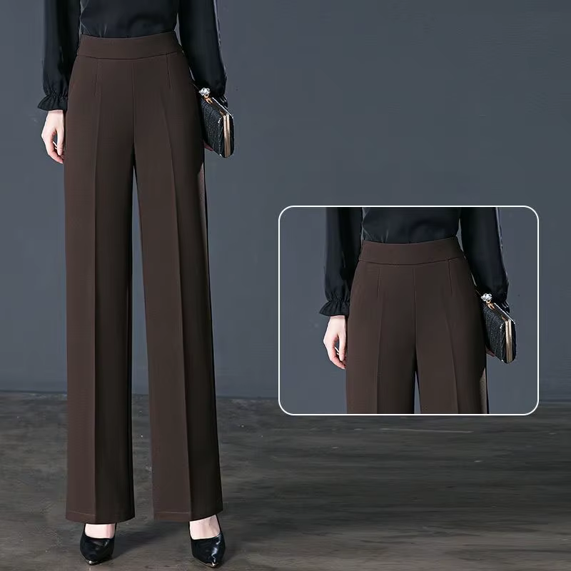 Pantalon élastique taille haute décontractée, couleur unie, vêtements pour femmes, poches simples assorties avec tout, droit, printemps-automne