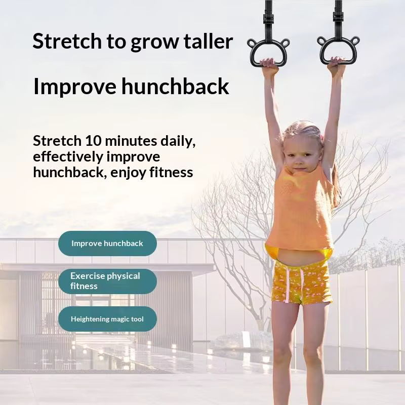Anneaux de gymnastique réglables pour enfants avec barre horizontale