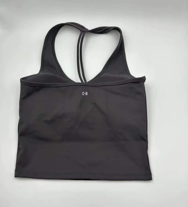 C-B Débardeur de yoga dos nu effet seconde peau pour femme / Short taille haute effet push-up, doux pour la peau, pour la gym, le Pilates et l'entraînement