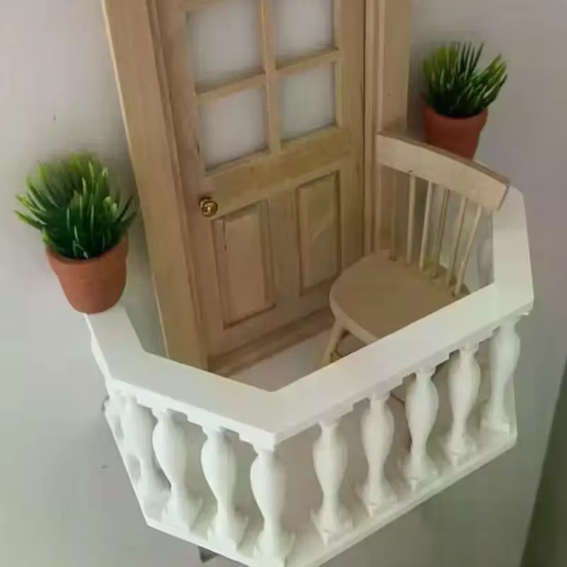Balcon miniature pour maison de poupée avec balustrade, balcon européen adapté aux collectionneurs, scènes miniatures, accessoires de maison de poupée DIY