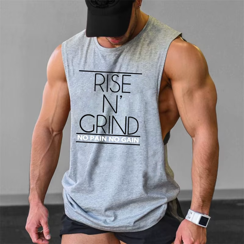 Gym musculation vêtements de course été coton respirant Singlets hommes formation sans manches débardeurs grandes fentes latérales chemises