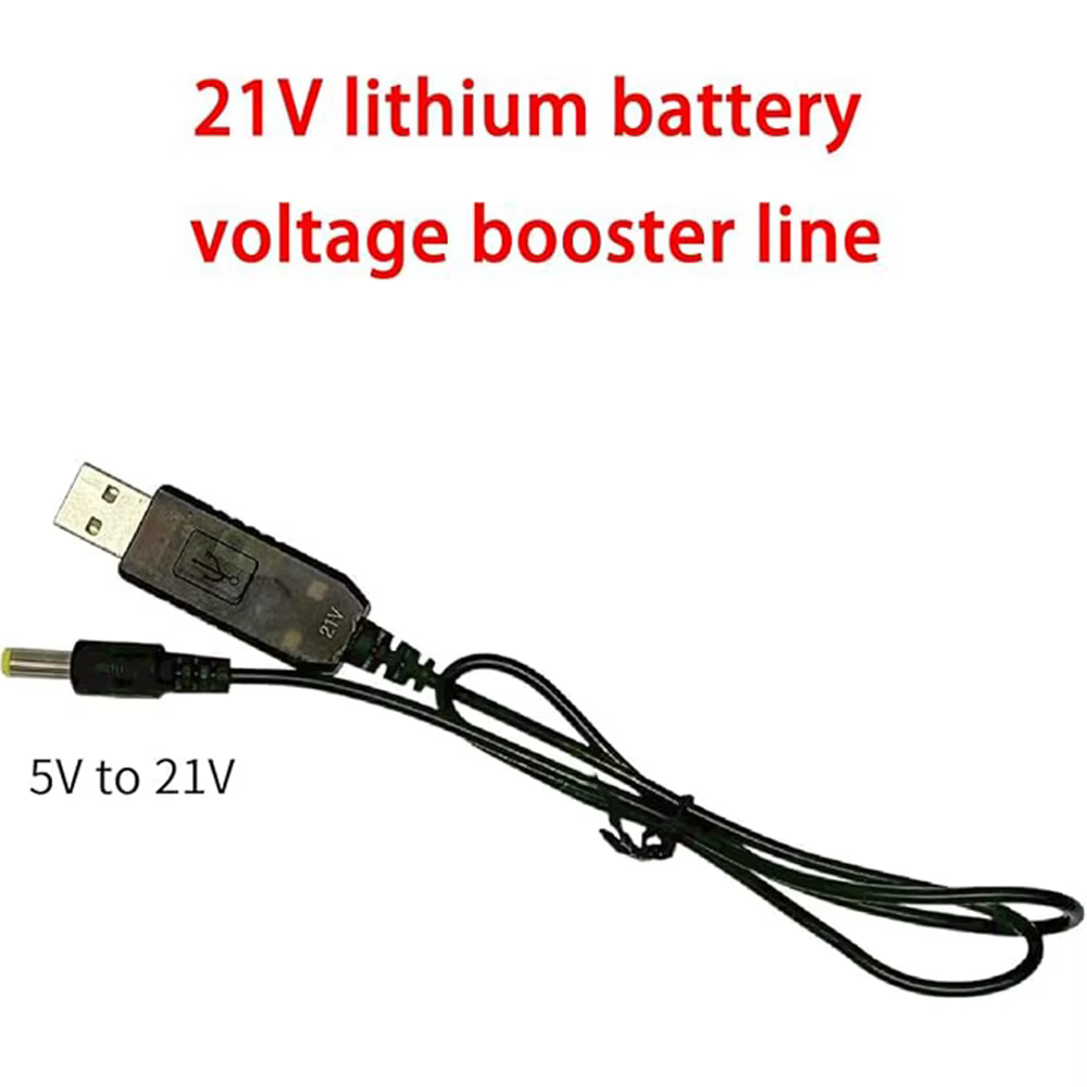 Câble de suralimentation 5V à 21V, câble de charge dédié pour batterie au lithium 21V, interface DC 5,5x2,5 mm, adaptateur USB, câble de chargeur