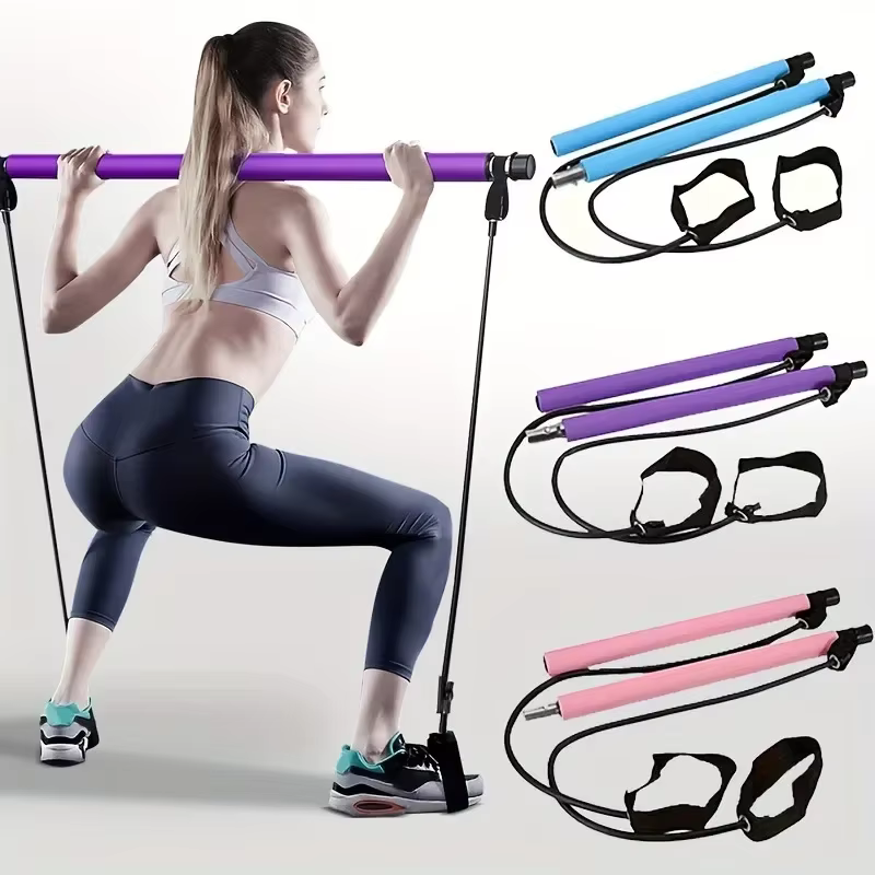Bâton de Pilates 2025 – Barre de fitness réglable pour l'entraînement à domicile
