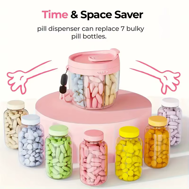 Boîte de rangement Portable pour suppléments de vitamines à 7 compartiments