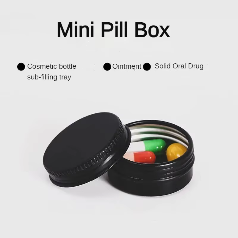 Mini boîte à médicaments Portable noire