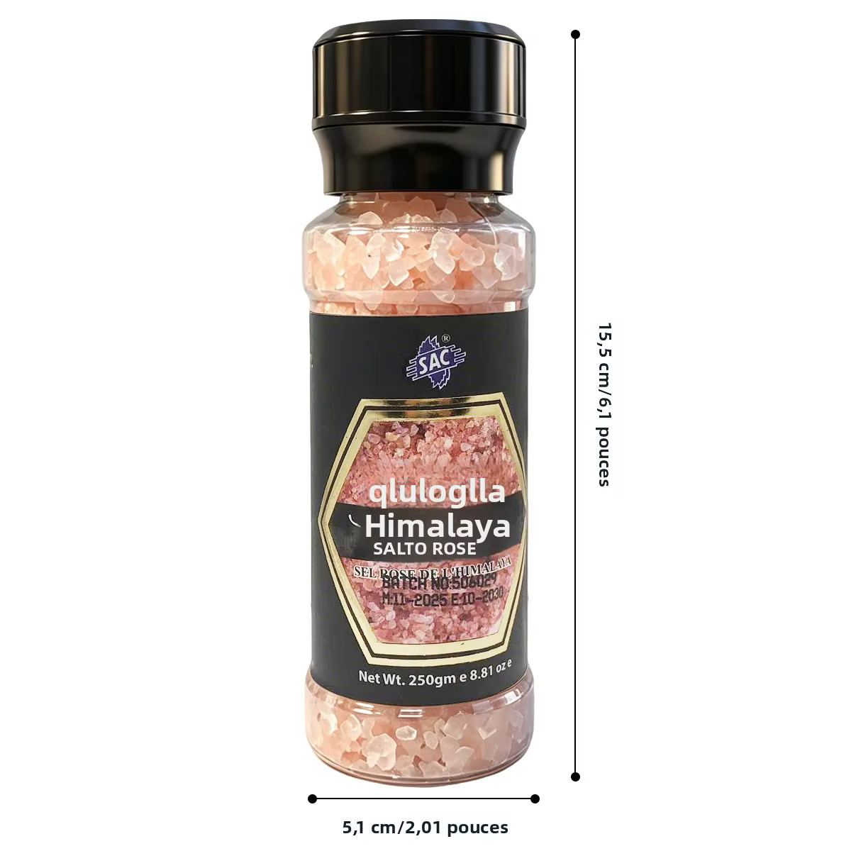 Bouteille de 250 g (8,81 oz) de sels de bain, sel rose de l'Himalaya, sel grossier - Idéal pour les bains ou les bains de pieds et autres utilisations.