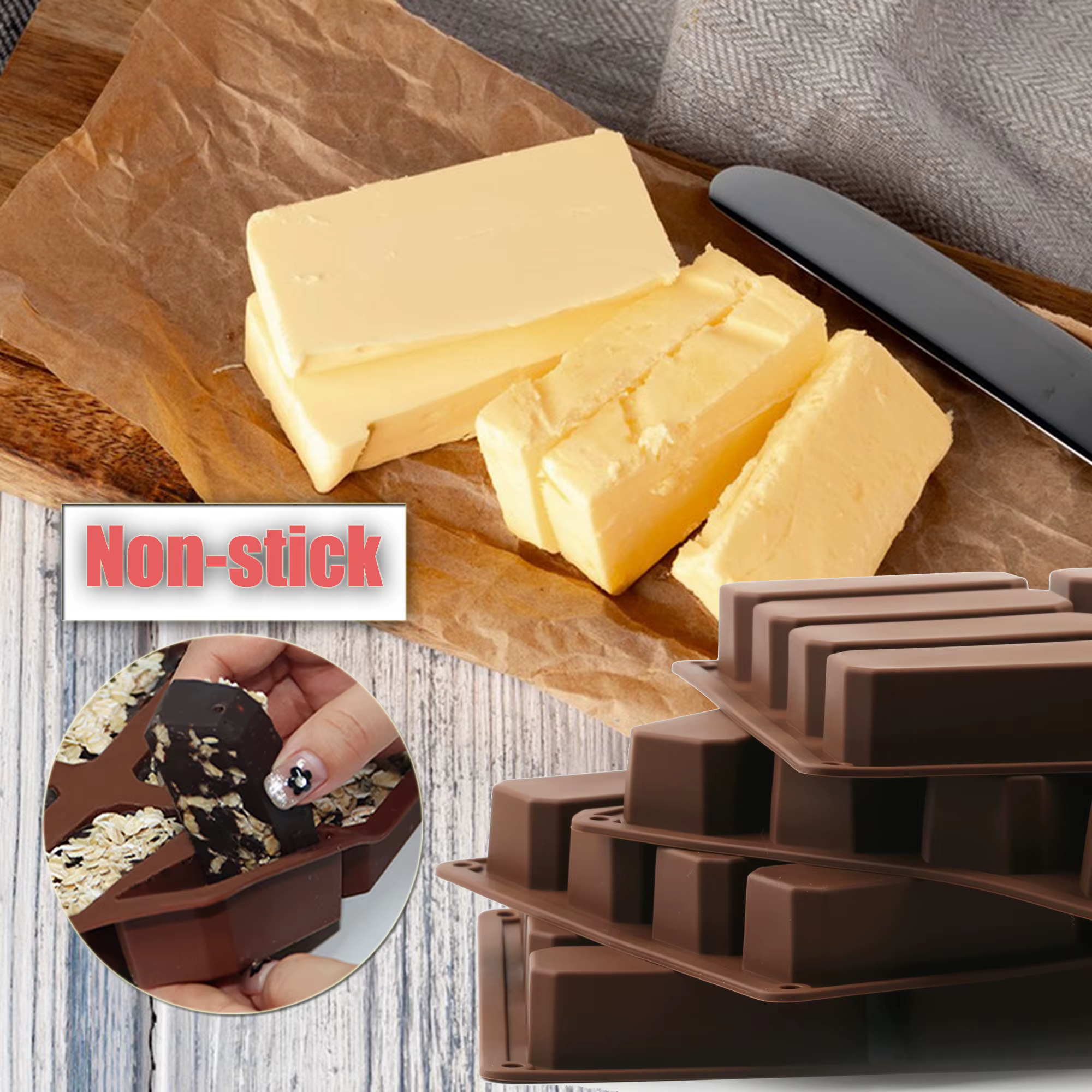 Moule en silicone 12 cavités carrées pour barres protéinées