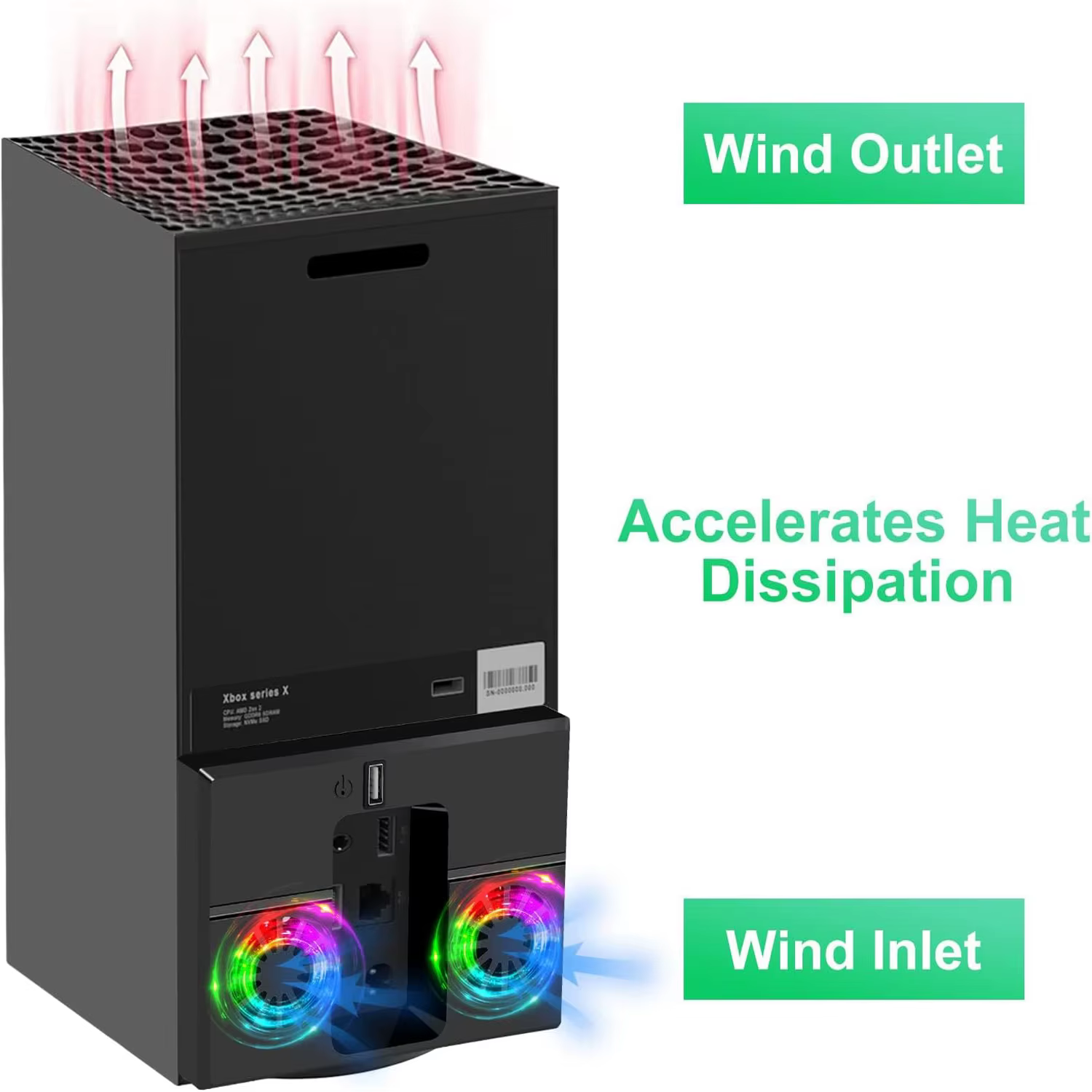 Ventilateur de refroidissement pour Console de jeu Xbox série X, accessoires, refroidisseur coloré avec double contrôleur, Station d'accueil, support Vertical
