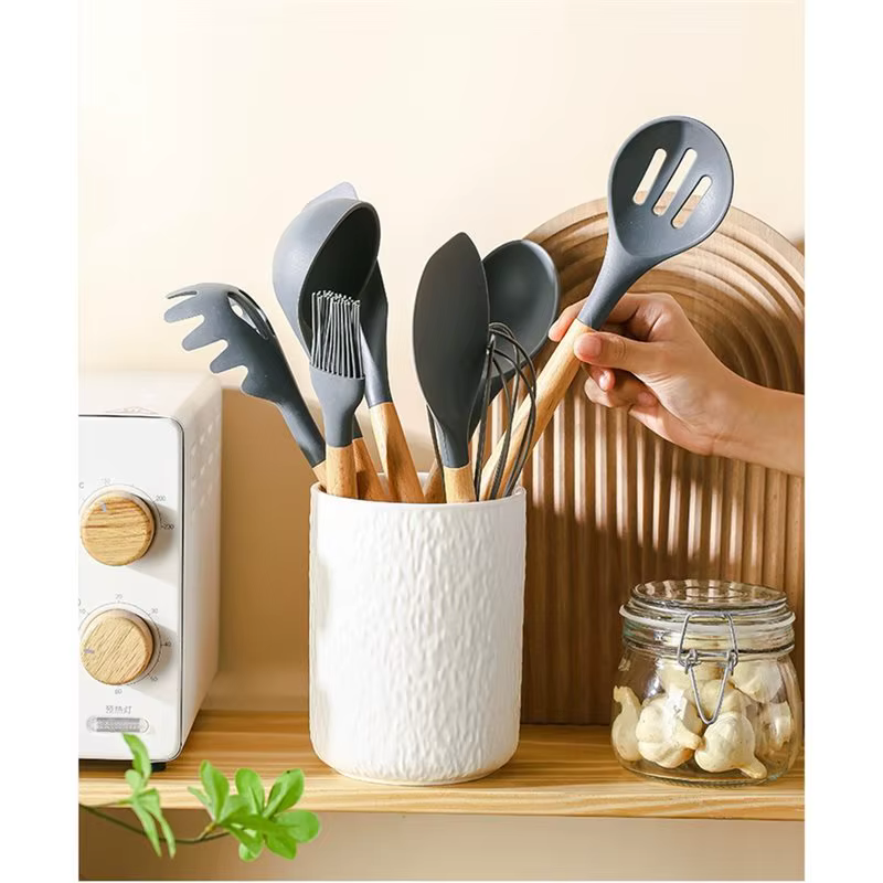Porte-ustensiles de cuisine BSEVB, grand organisateur d'ustensiles en porcelaine, boîte de rangement pour outils de cuisine sur comptoir